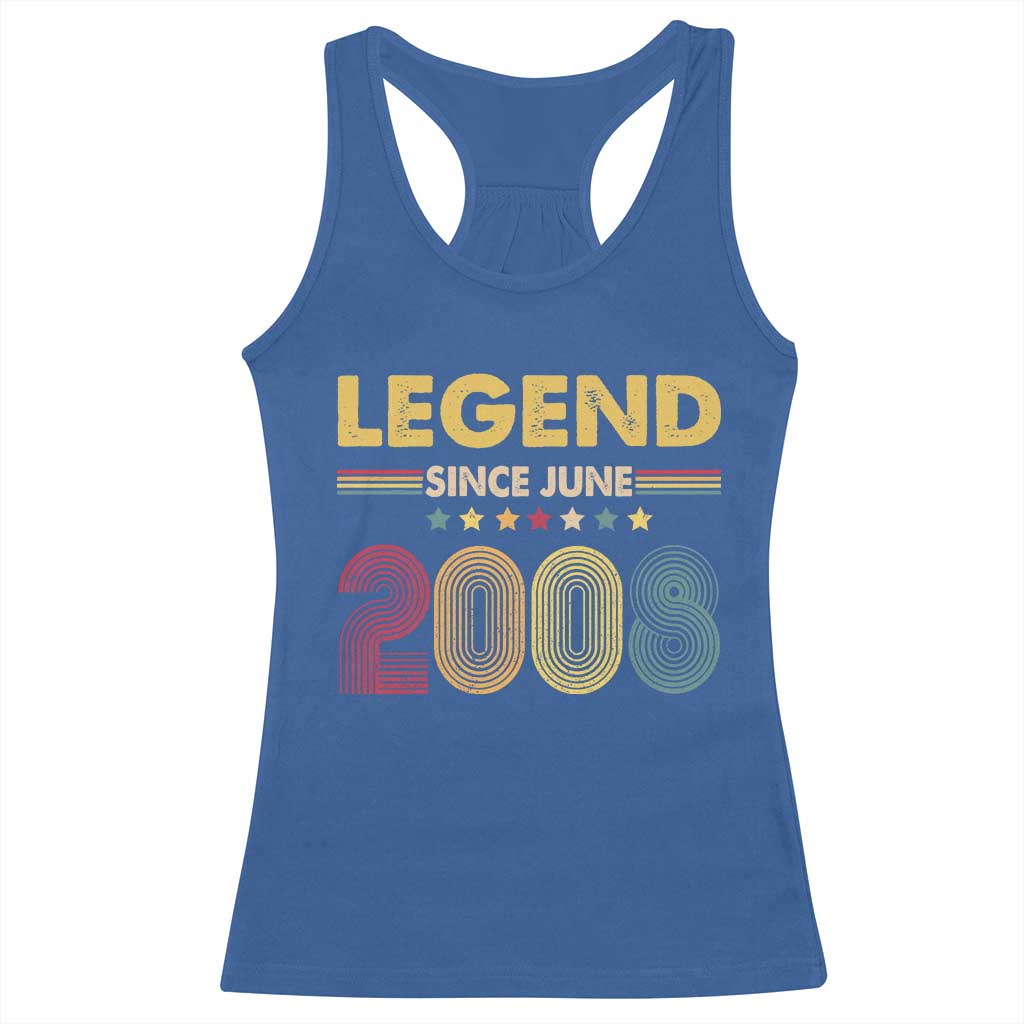 June 18th Birthday Racerback Tank Top Legends Since June 2008 Retro Bday TS11 Royal Blue Print Your Wear