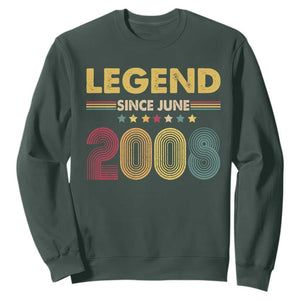 June 18th Birthday Sweatshirt Legends Since June 2008 Retro Bday TS11 Dark Forest Green Print Your Wear