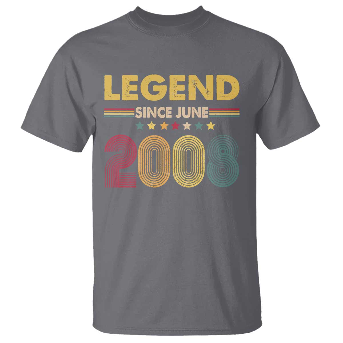 June 18th Birthday T Shirt Legends Since June 2008 Retro Bday TS11 Charcoal Print Your Wear