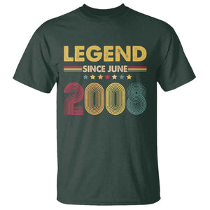 June 18th Birthday T Shirt Legends Since June 2008 Retro Bday TS11 Dark Forest Green Print Your Wear