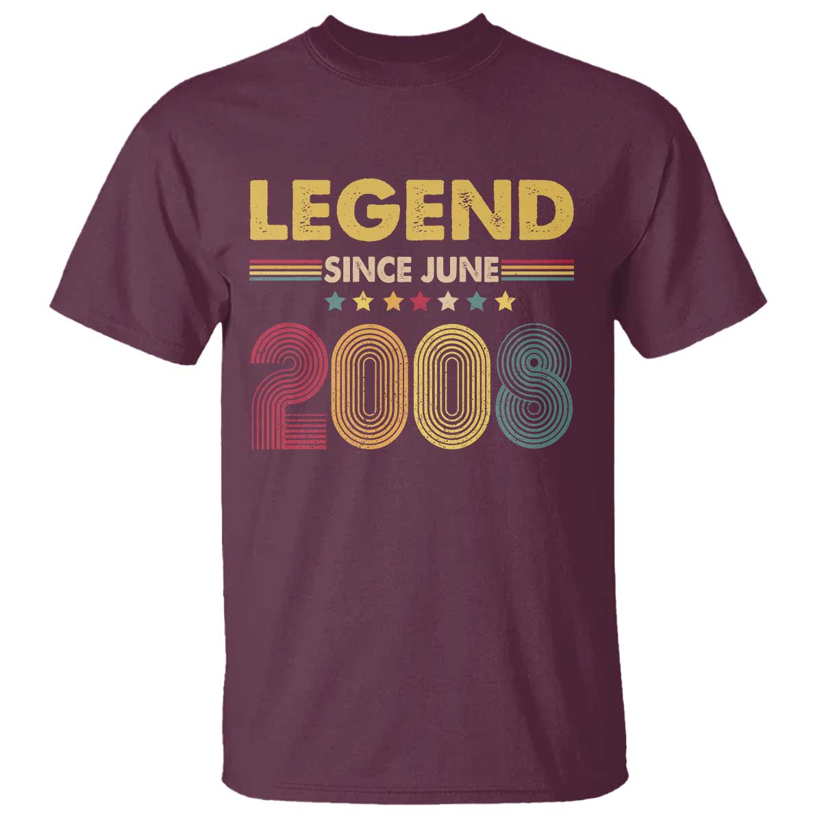 June 18th Birthday T Shirt Legends Since June 2008 Retro Bday TS11 Maroon Print Your Wear