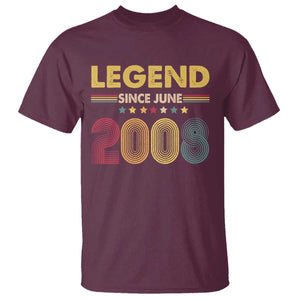 June 18th Birthday T Shirt Legends Since June 2008 Retro Bday TS11 Maroon Print Your Wear