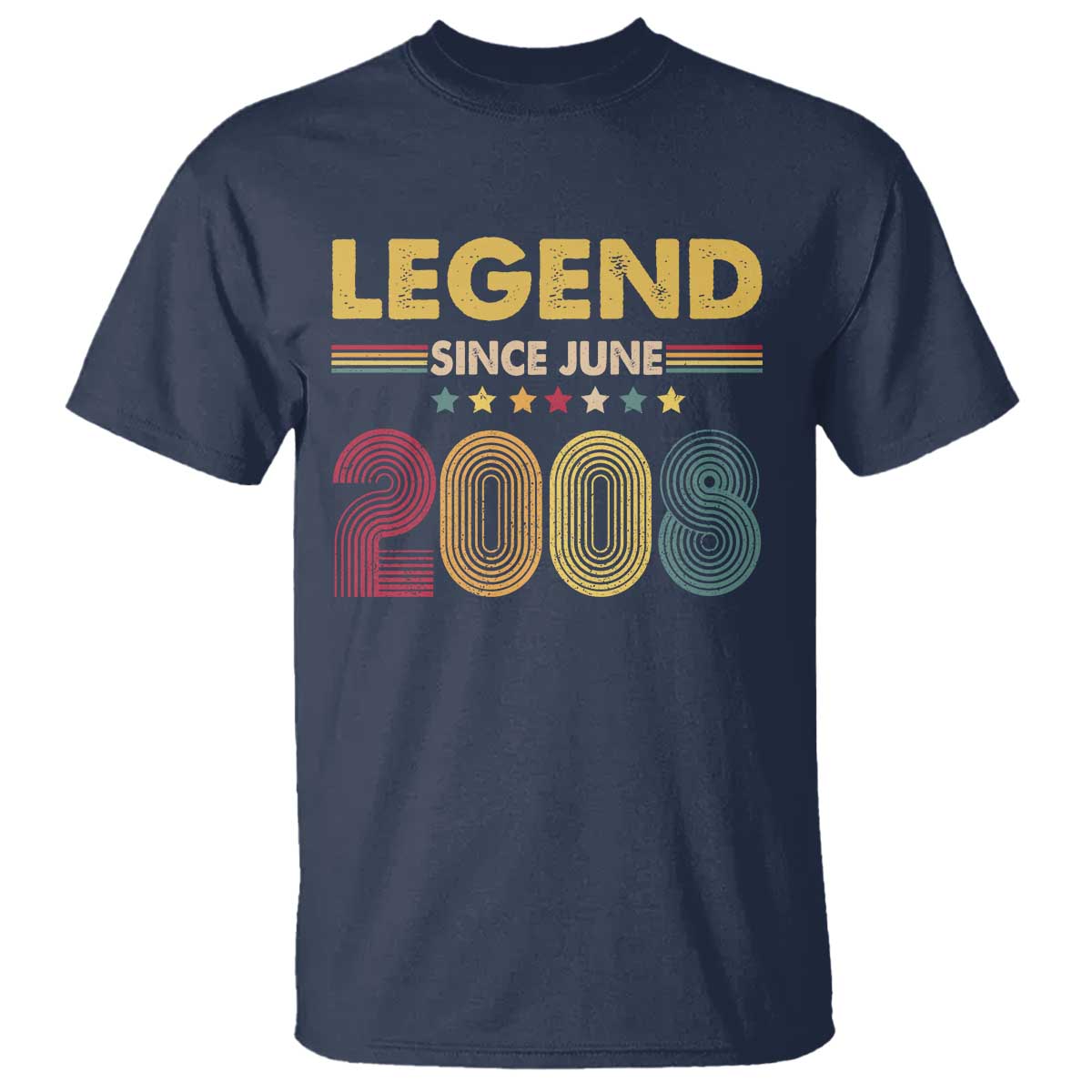 June 18th Birthday T Shirt Legends Since June 2008 Retro Bday TS11 Navy Print Your Wear