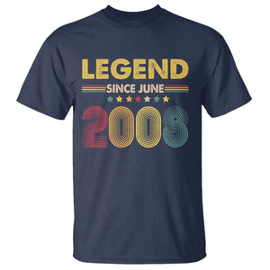 June 18th Birthday T Shirt Legends Since June 2008 Retro Bday TS11 Navy Print Your Wear