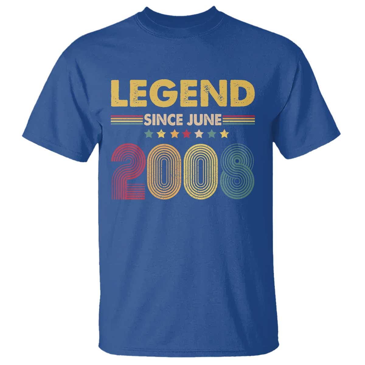 June 18th Birthday T Shirt Legends Since June 2008 Retro Bday TS11 Royal Blue Print Your Wear