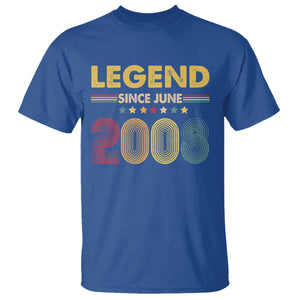 June 18th Birthday T Shirt Legends Since June 2008 Retro Bday TS11 Royal Blue Print Your Wear