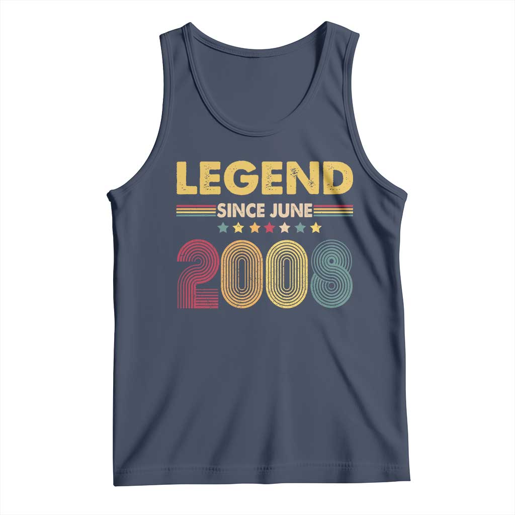 June 18th Birthday Tank Top Legends Since June 2008 Retro Bday TS11 Navy Print Your Wear
