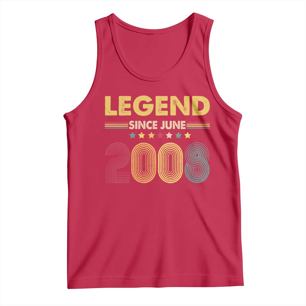 June 18th Birthday Tank Top Legends Since June 2008 Retro Bday TS11 Red Print Your Wear