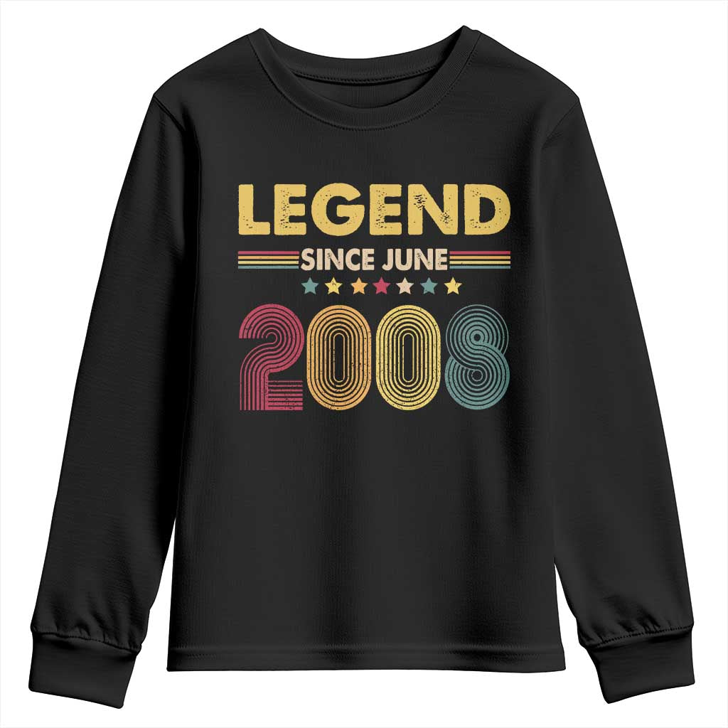 June 18th Birthday Youth Sweatshirt Legends Since June 2008 Retro Bday TS11 Black Print Your Wear