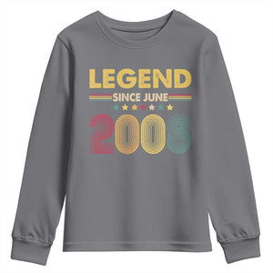 June 18th Birthday Youth Sweatshirt Legends Since June 2008 Retro Bday TS11 Charcoal Print Your Wear