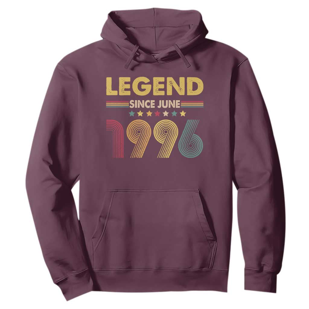 June 30th Birthday Hoodie Legends Since June 1996 Retro Bday TS11 Maroon Print Your Wear