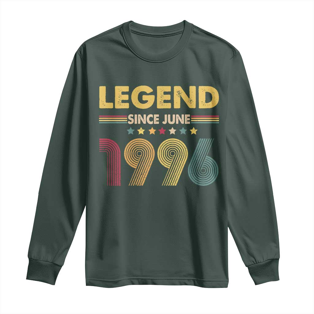 June 30th Birthday Long Sleeve Shirt Legends Since June 1996 Retro Bday TS11 Dark Forest Green Print Your Wear