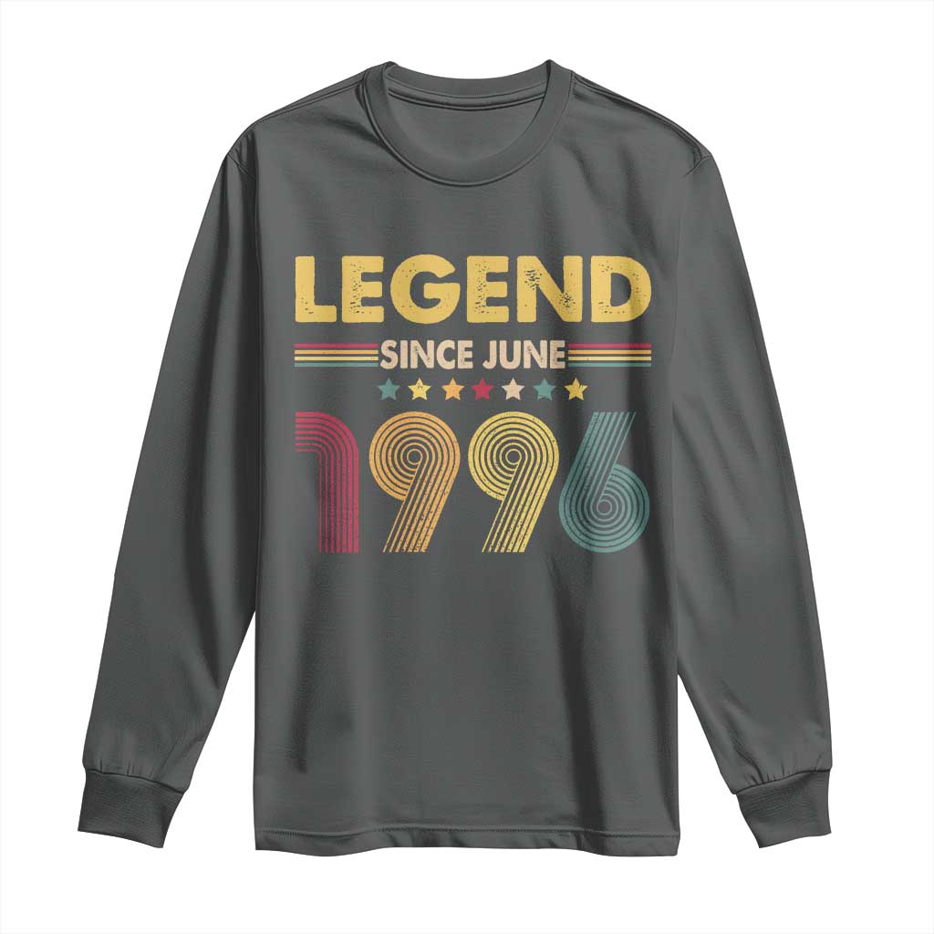 June 30th Birthday Long Sleeve Shirt Legends Since June 1996 Retro Bday TS11 Dark Heather Print Your Wear
