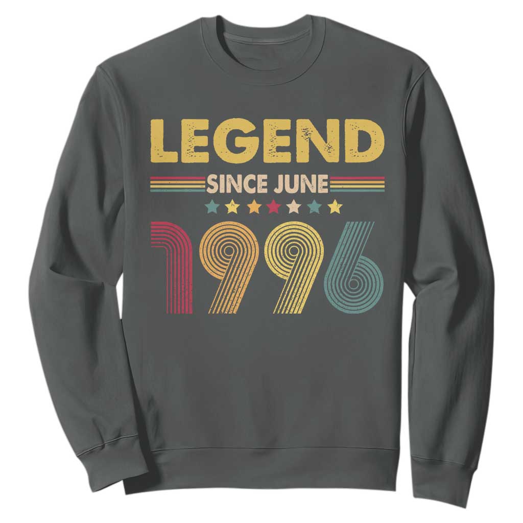June 30th Birthday Sweatshirt Legends Since June 1996 Retro Bday TS11 Dark Heather Print Your Wear