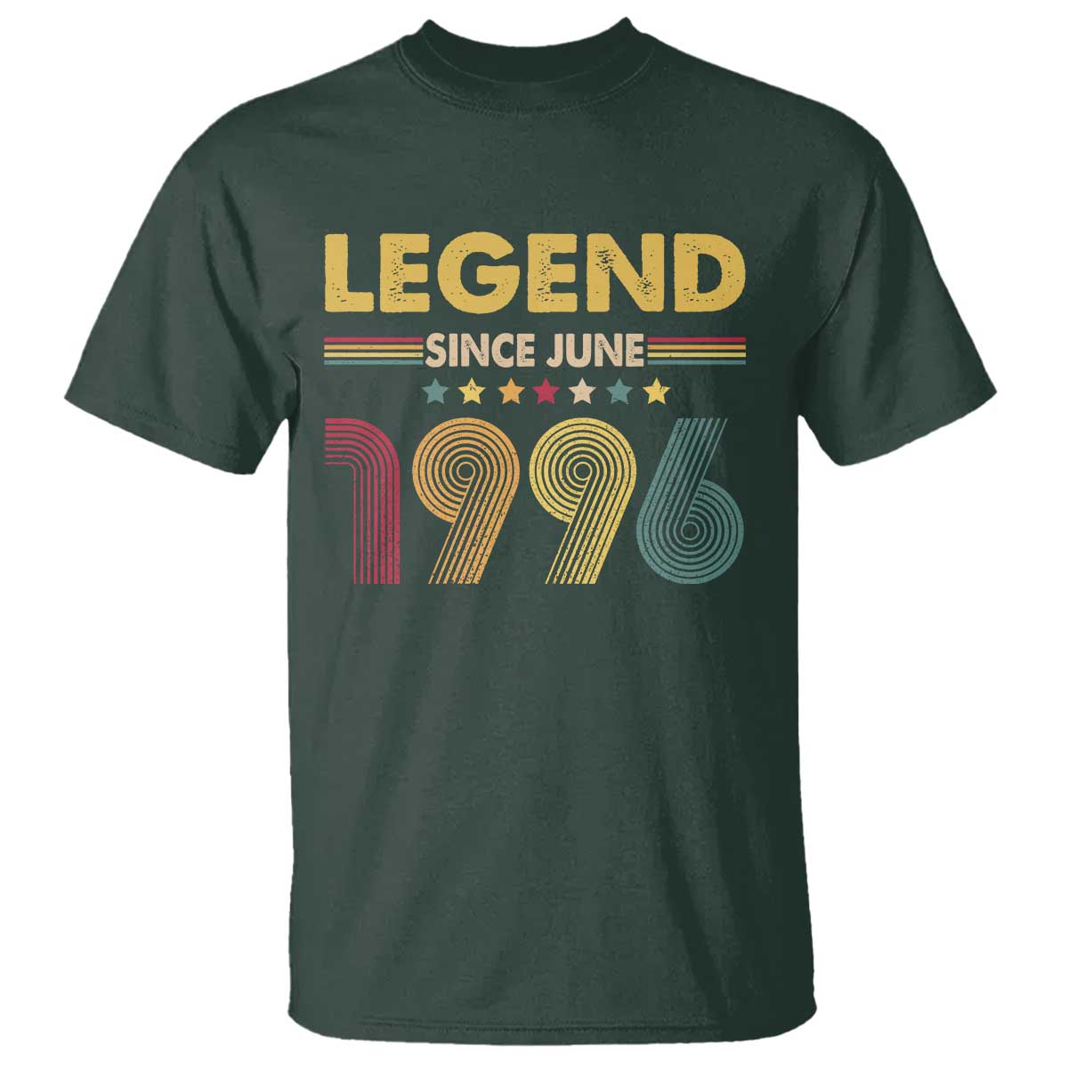 June 30th Birthday T Shirt Legends Since June 1996 Retro Bday TS11 Dark Forest Green Print Your Wear