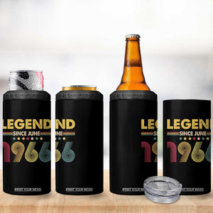 June 60th Birthday 4 in 1 Can Cooler Tumbler Legends Since June 1966 Retro Bday TS11 Print Your Wear