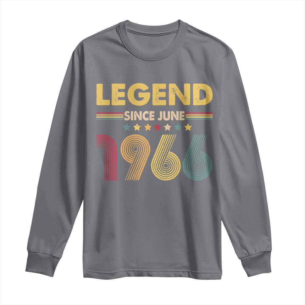 June 60th Birthday Long Sleeve Shirt Legends Since June 1966 Retro Bday TS11 Charcoal Print Your Wear