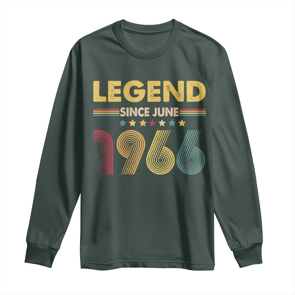 June 60th Birthday Long Sleeve Shirt Legends Since June 1966 Retro Bday TS11 Dark Forest Green Print Your Wear