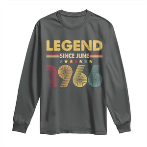 June 60th Birthday Long Sleeve Shirt Legends Since June 1966 Retro Bday TS11 Dark Heather Print Your Wear