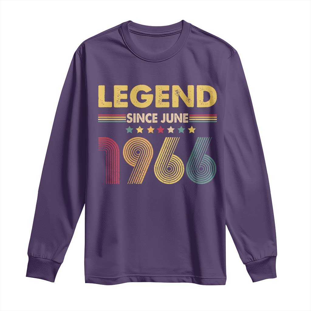 June 60th Birthday Long Sleeve Shirt Legends Since June 1966 Retro Bday TS11 Purple Print Your Wear