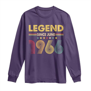 June 60th Birthday Long Sleeve Shirt Legends Since June 1966 Retro Bday TS11 Purple Print Your Wear