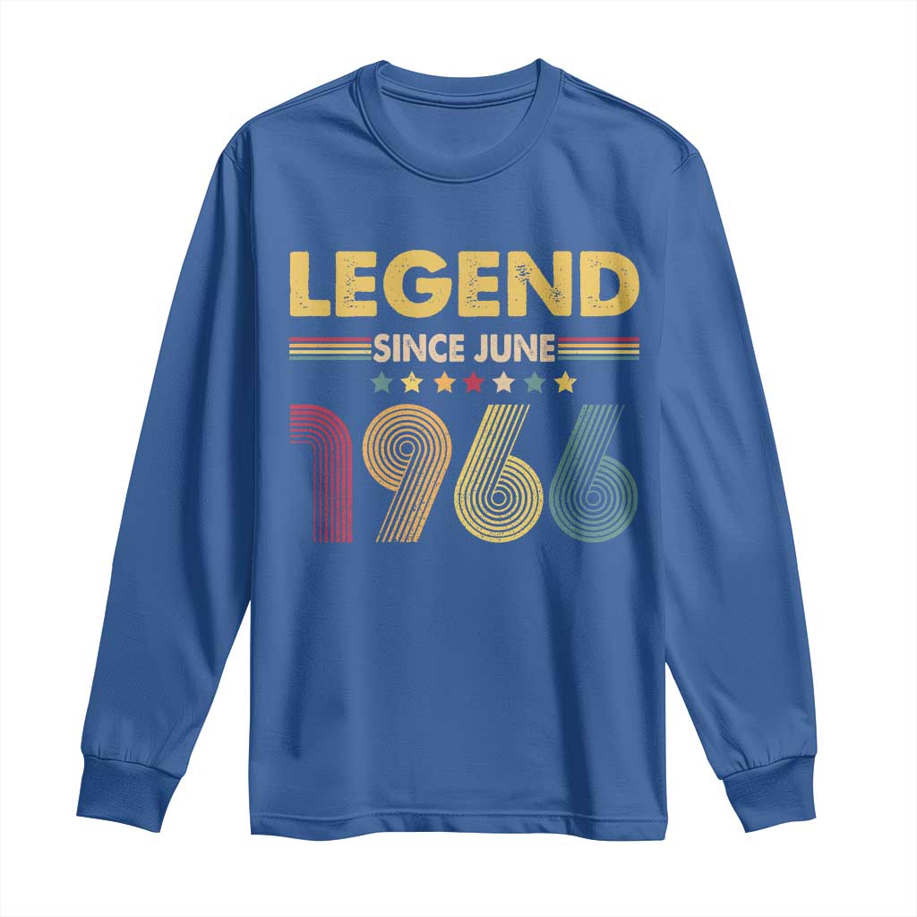 June 60th Birthday Long Sleeve Shirt Legends Since June 1966 Retro Bday TS11 Royal Blue Print Your Wear