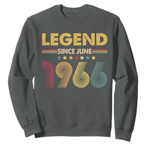 June 60th Birthday Sweatshirt Legends Since June 1966 Retro Bday TS11 Dark Heather Print Your Wear