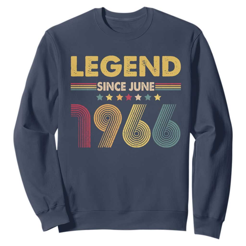 June 60th Birthday Sweatshirt Legends Since June 1966 Retro Bday TS11 Navy Print Your Wear