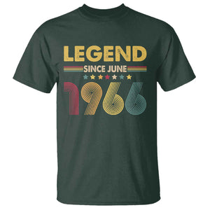 June 60th Birthday T Shirt Legends Since June 1966 Retro Bday TS11 Dark Forest Green Print Your Wear