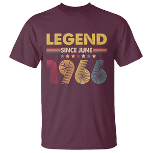 June 60th Birthday T Shirt Legends Since June 1966 Retro Bday TS11 Maroon Print Your Wear