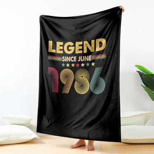 June 40th Birthday Throw Blanket Legends Since June 1986 Retro Bday TS11 Print Your Wear