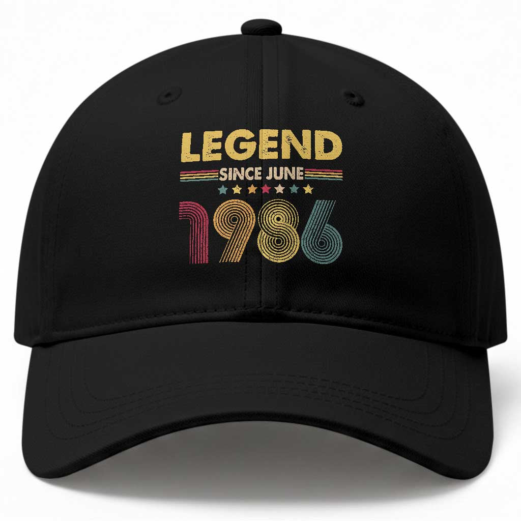 June 40th Birthday Baseball Cap Legends Since June 1986 Retro Bday TS11 Print Your Wear