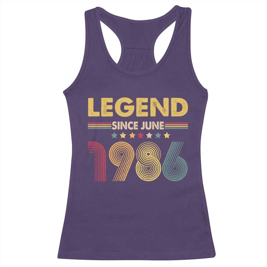 June 40th Birthday Racerback Tank Top Legends Since June 1986 Retro Bday TS11 Purple Print Your Wear