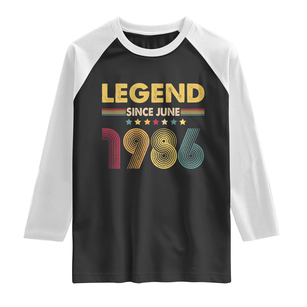 June 40th Birthday Raglan Shirt Legends Since June 1986 Retro Bday TS11 Black White Print Your Wear