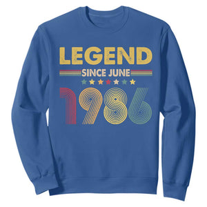 June 40th Birthday Sweatshirt Legends Since June 1986 Retro Bday TS11 Royal Blue Print Your Wear