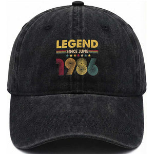 June 40th Birthday Washed Cotton Baseball Cap Legends Since June 1986 Retro Bday TS11 Print Your Wear