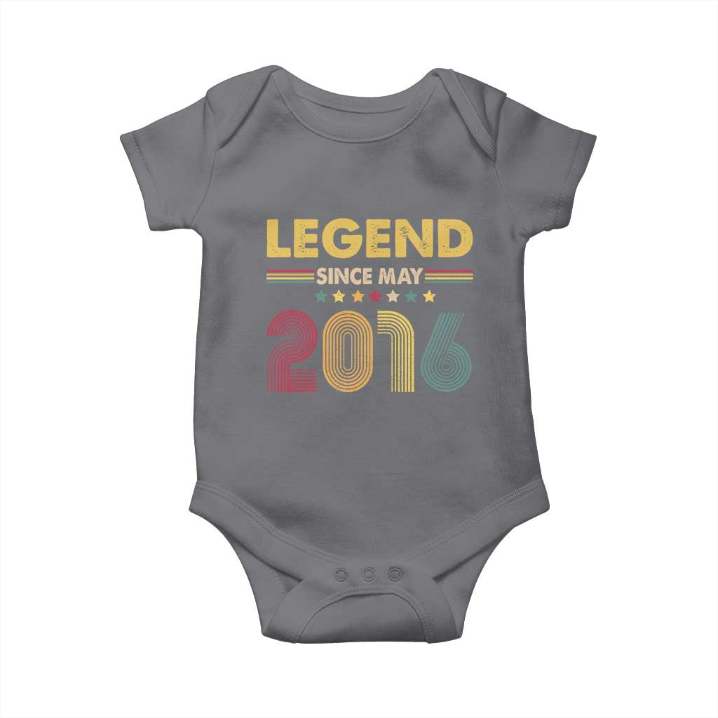 May 10th Birthday Baby Onesie Legends Since May 2016 Retro Bday TS11 Charcoal Print Your Wear