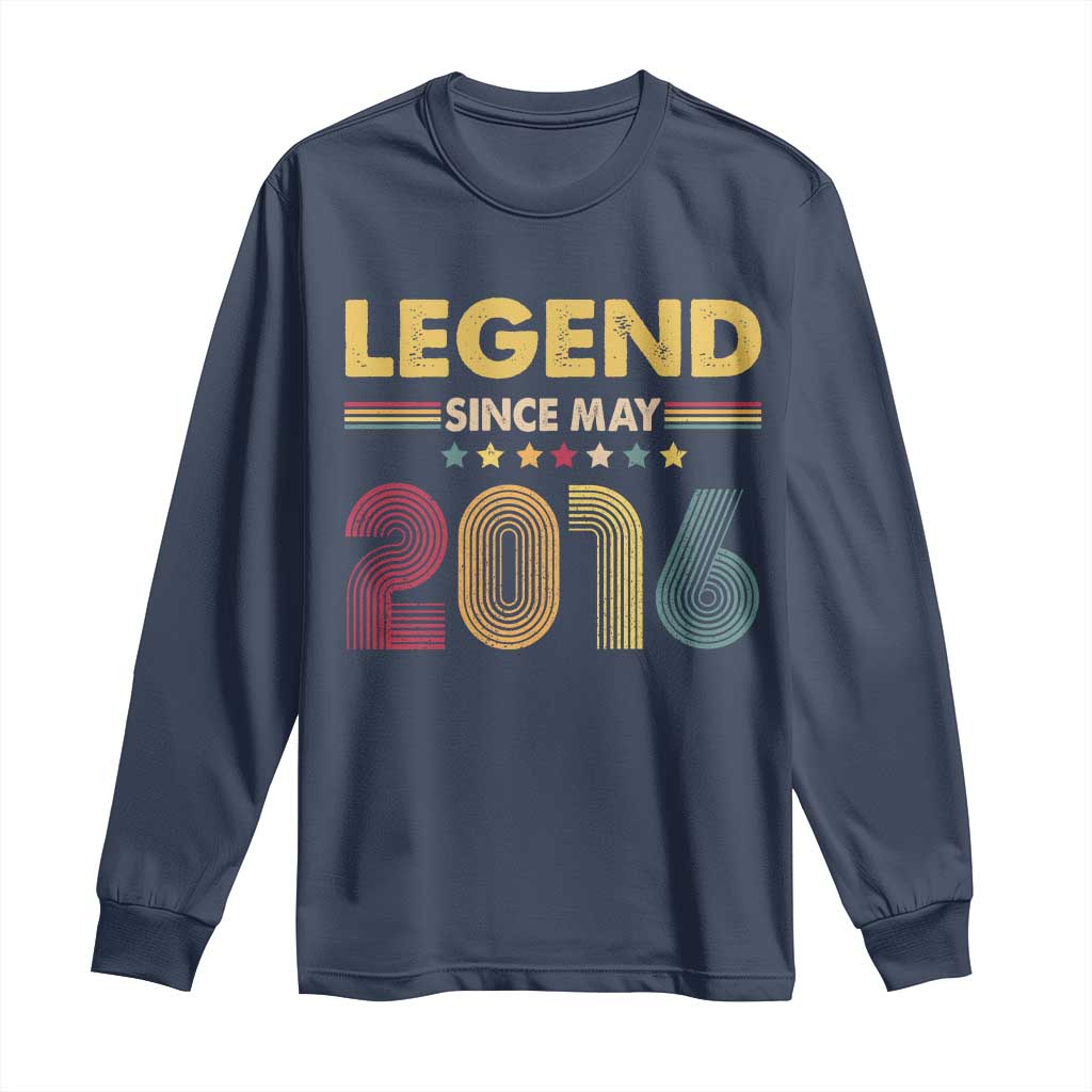 May 10th Birthday Long Sleeve Shirt Legends Since May 2016 Retro Bday TS11 Navy Print Your Wear