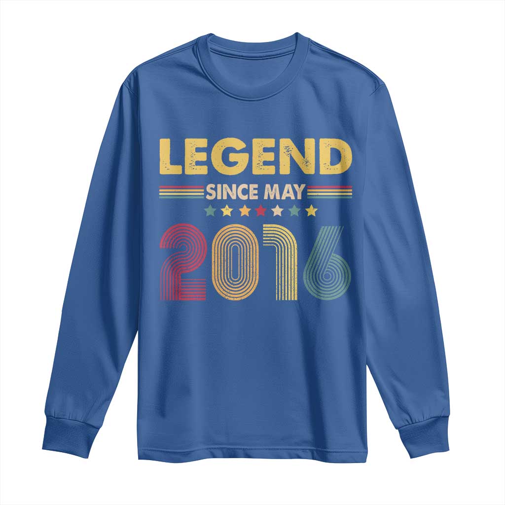 May 10th Birthday Long Sleeve Shirt Legends Since May 2016 Retro Bday TS11 Royal Blue Print Your Wear