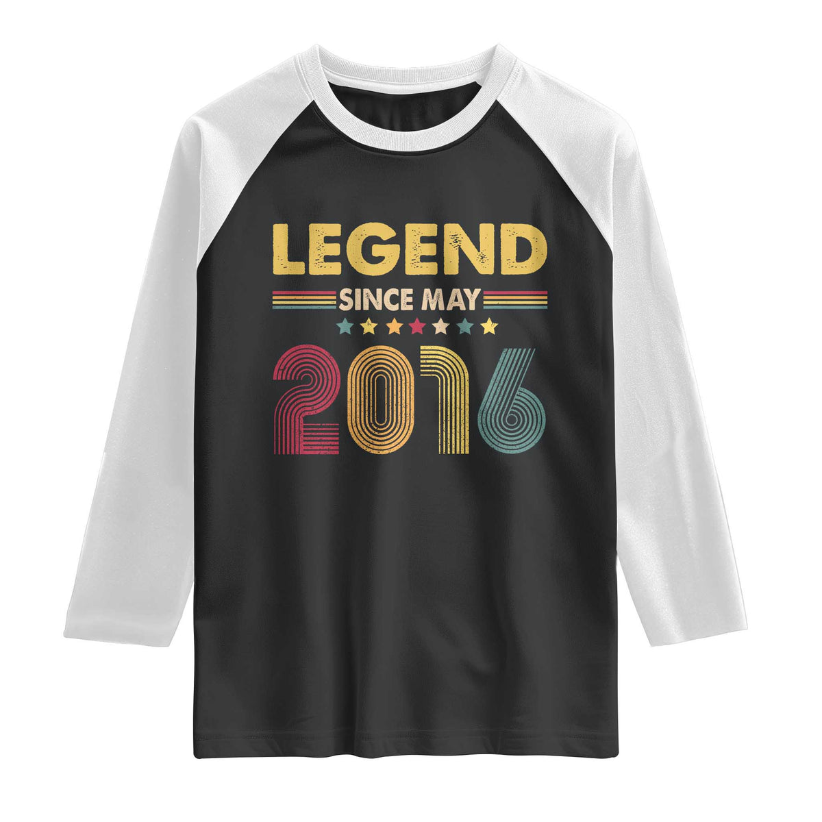 May 10th Birthday Raglan Shirt Legends Since May 2016 Retro Bday TS11 Black White Print Your Wear