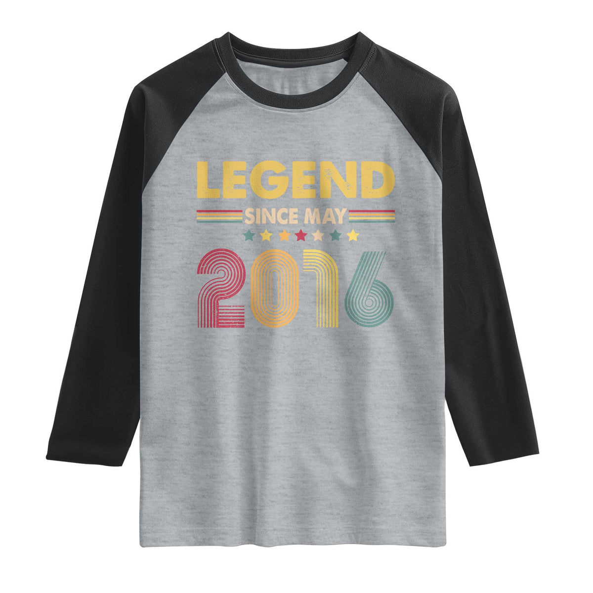 May 10th Birthday Raglan Shirt Legends Since May 2016 Retro Bday TS11 Heather Gray Black Print Your Wear