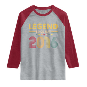 May 10th Birthday Raglan Shirt Legends Since May 2016 Retro Bday TS11 Heather Gray Heather Red Print Your Wear
