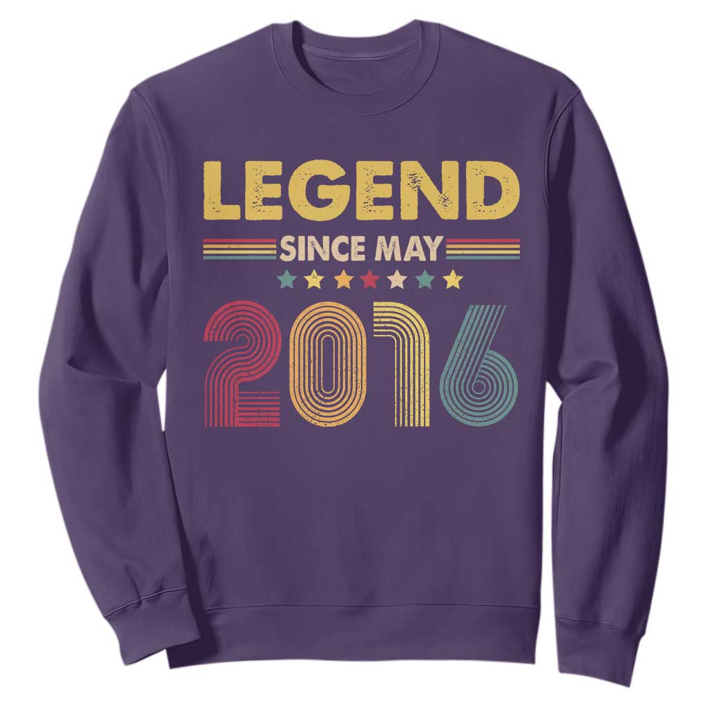 May 10th Birthday Sweatshirt Legends Since May 2016 Retro Bday TS11 Purple Print Your Wear