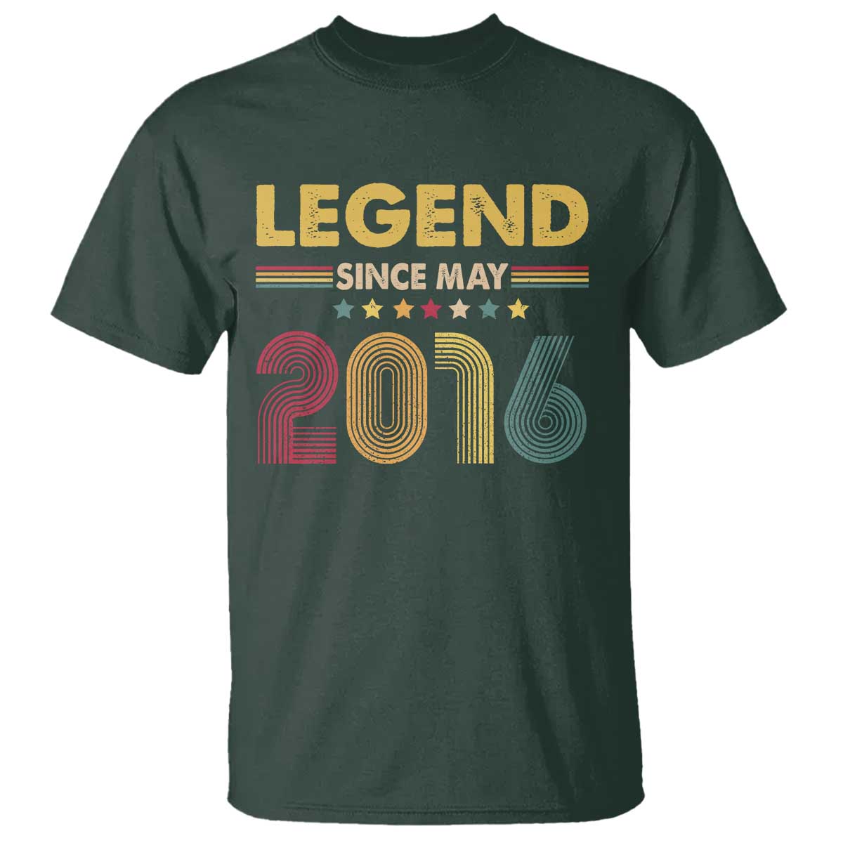 May 10th Birthday T Shirt Legends Since May 2016 Retro Bday TS11 Dark Forest Green Print Your Wear