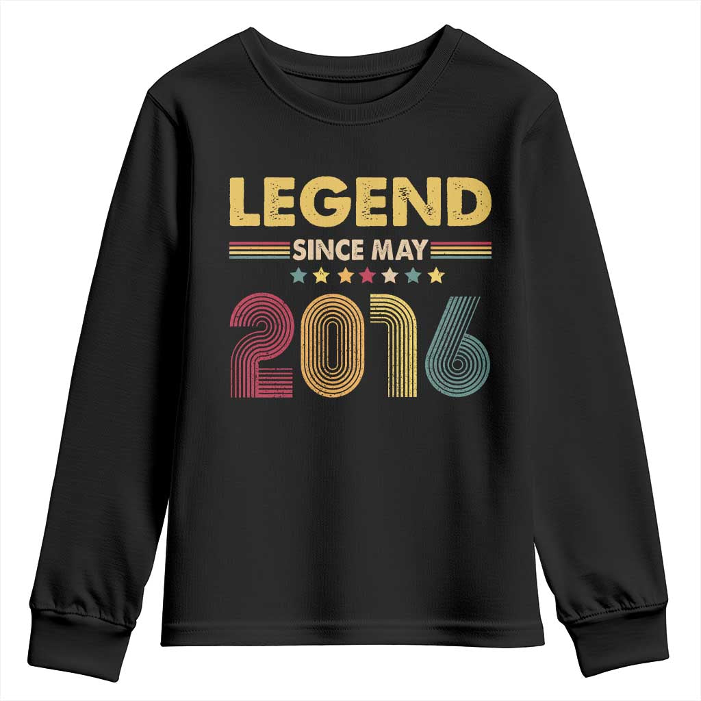 May 10th Birthday Youth Sweatshirt Legends Since May 2016 Retro Bday TS11 Black Print Your Wear