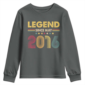 May 10th Birthday Youth Sweatshirt Legends Since May 2016 Retro Bday TS11 Dark Heather Print Your Wear