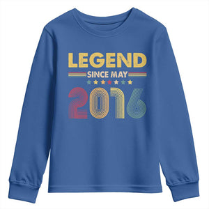 May 10th Birthday Youth Sweatshirt Legends Since May 2016 Retro Bday TS11 Royal Blue Print Your Wear