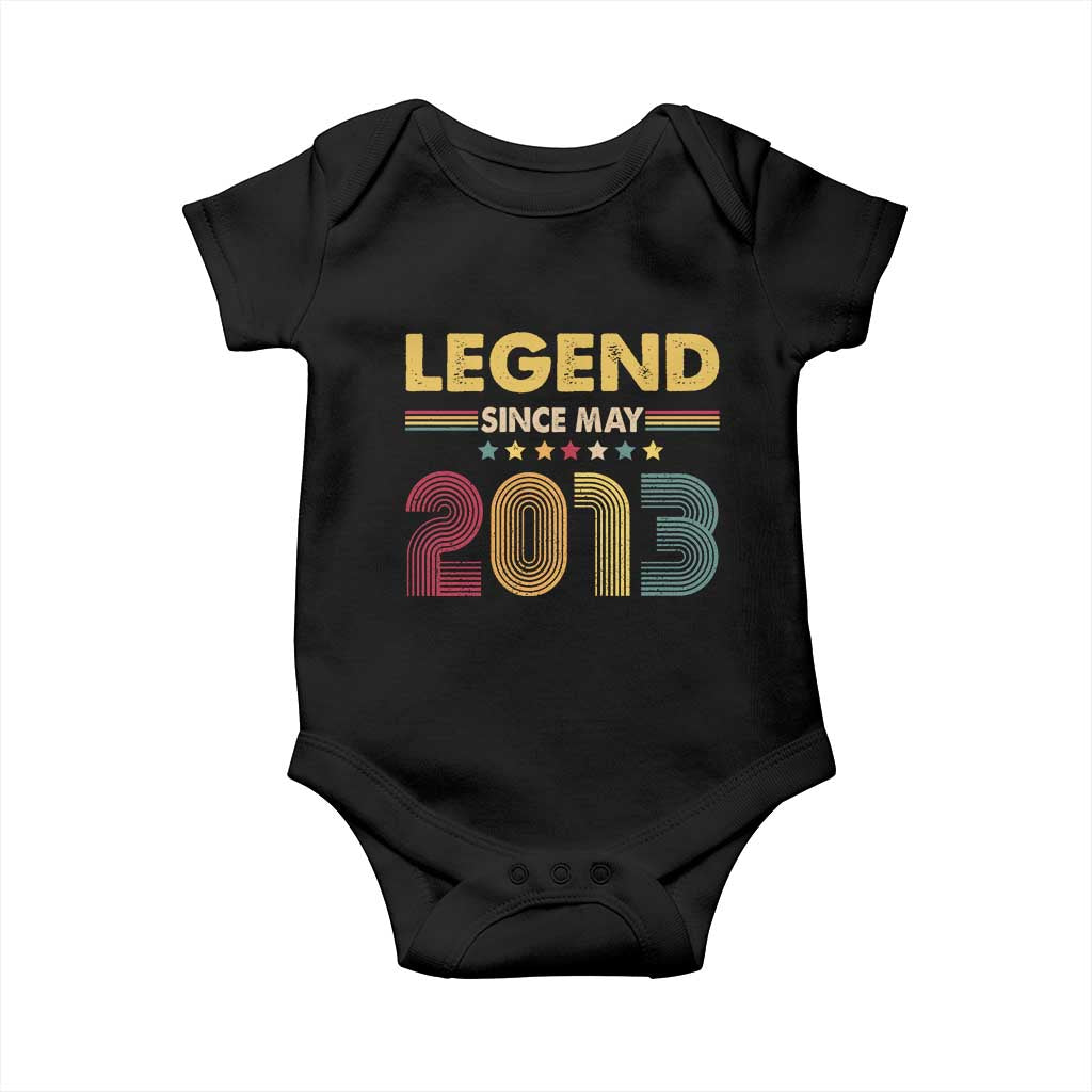 May 13th Birthday Baby Onesie Legends Since May 2013 Retro Bday TS11 Black Print Your Wear