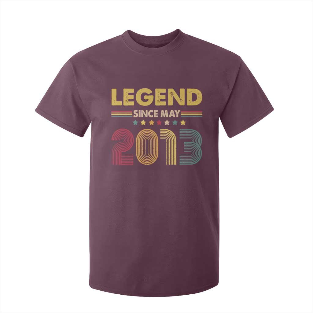 May 13th Birthday T Shirt For Kid Legends Since May 2013 Retro Bday TS11 Maroon Print Your Wear