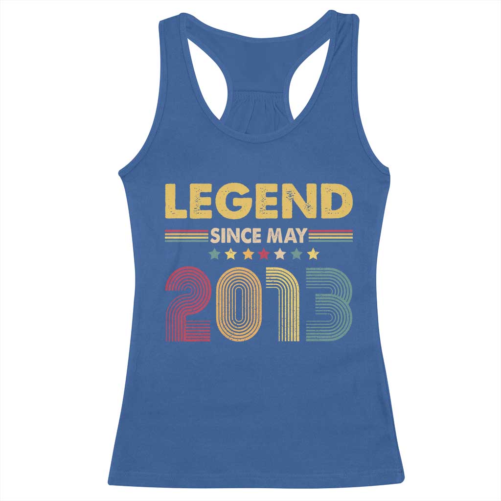 May 13th Birthday Racerback Tank Top Legends Since May 2013 Retro Bday TS11 Royal Blue Print Your Wear